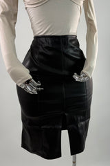 Falda Midi Vinipiel Negra