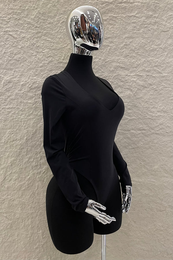 Pantiblusa Cuello V Manga Larga Negro