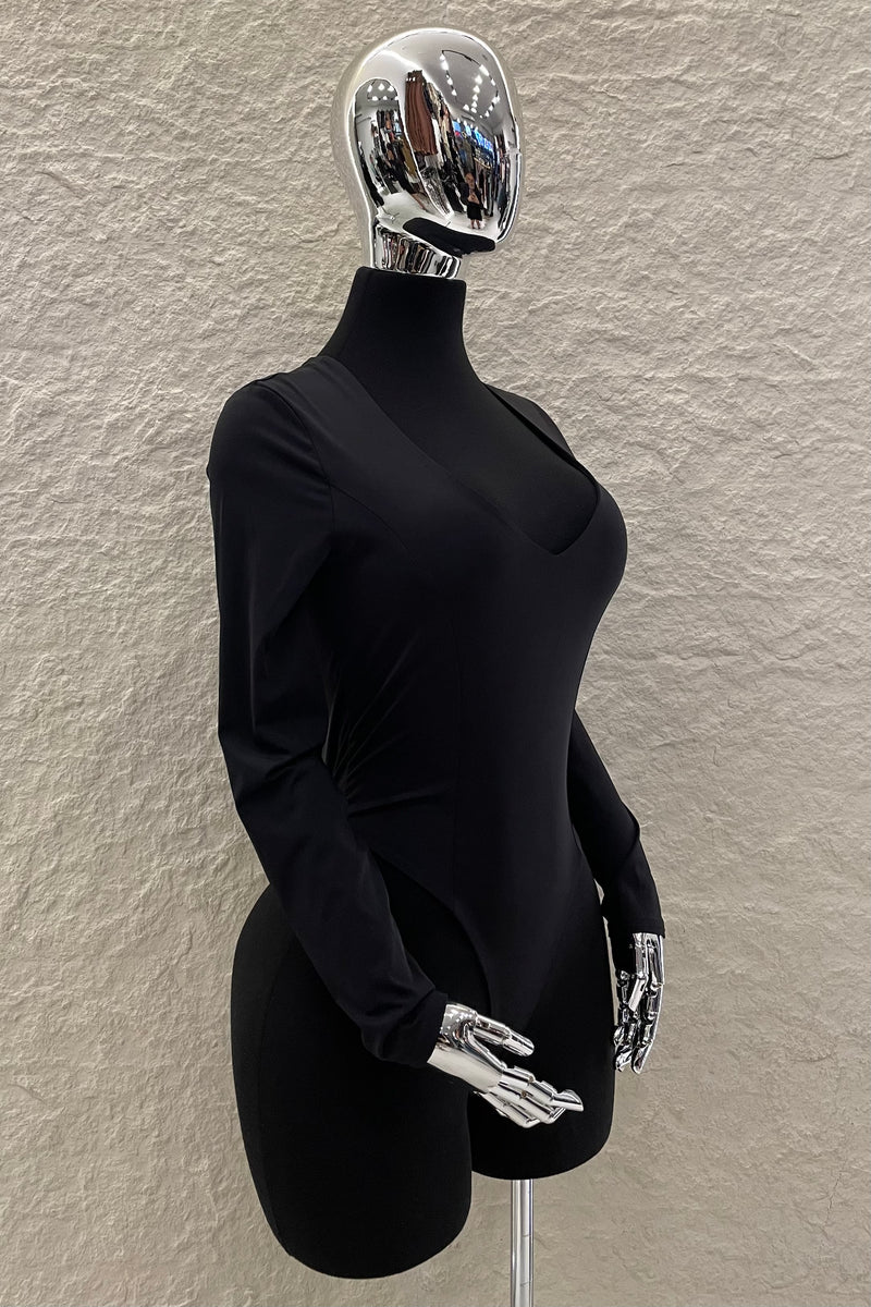 Pantiblusa Cuello V Manga Larga Negro