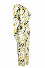 Vestido Midi Print Amarillo Con Cafe