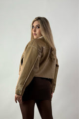 Jacket Vinipiel Faux Fur Caramelo