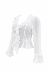 Blusa Manga Larga Ruffle Blanco