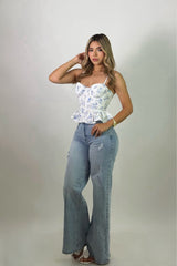 Croptop Floreado Azul