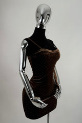 Vestido Terciopelo Rhinestone Cafe