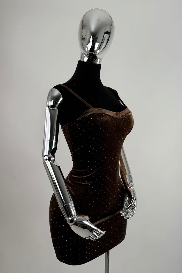 Vestido Terciopelo Rhinestone Cafe