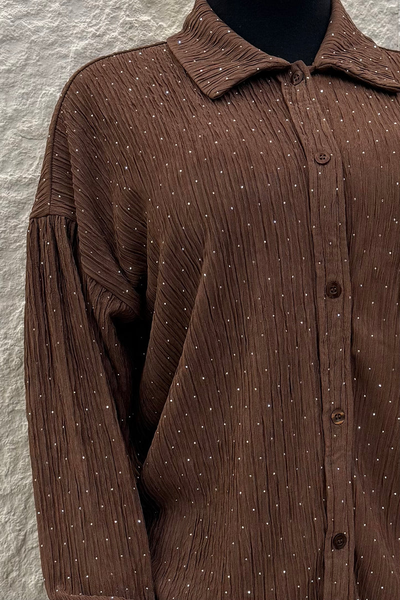 Set de Camisa y Pantalon Rhinestone Cafe