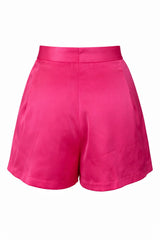 Short Satinado A La Cintura Rosa