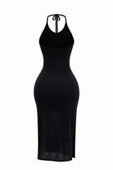 Vestido Midi Crochet Negro