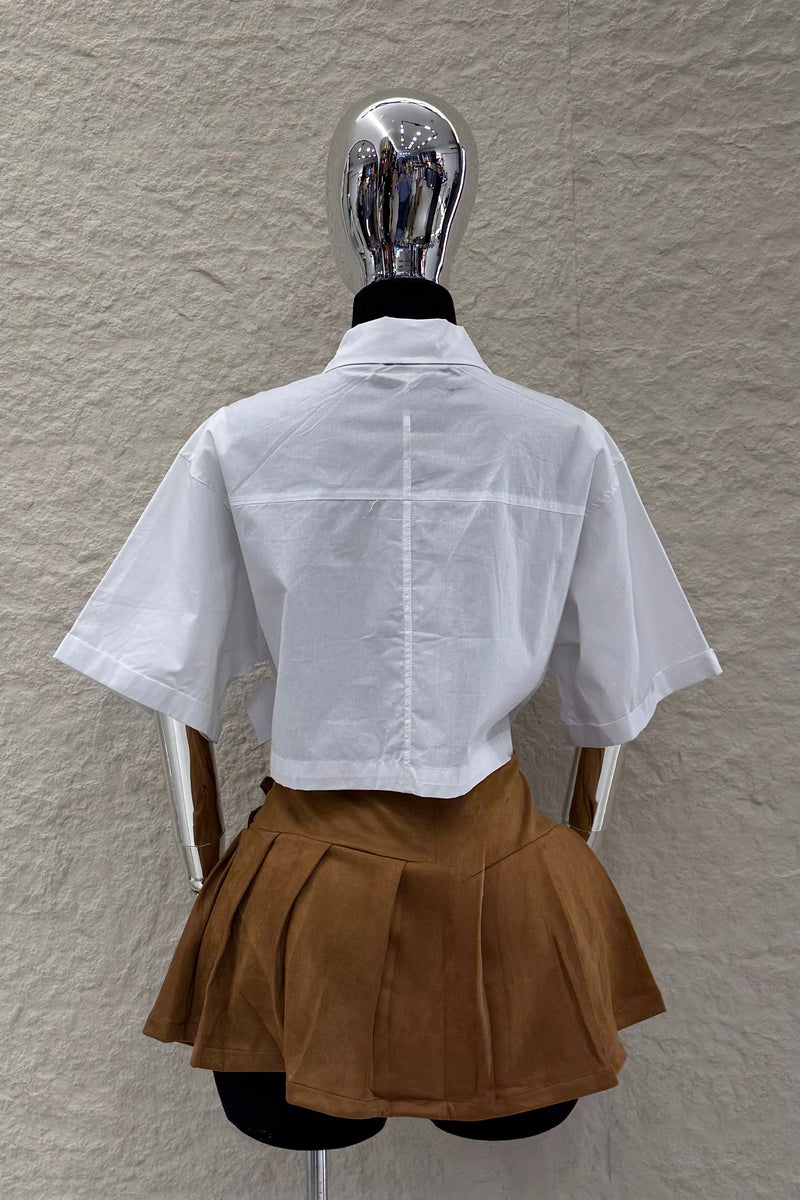 Falda Velvet Doble Hebilla Camel