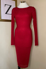 Vestido Midi Rhinestone Rojo