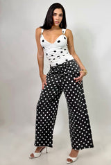 Pantalon Wide Leg Polka Negro