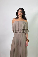 Set Top y Pantalon Olgado Cafe