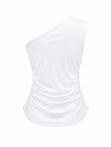Blusa Colgante al Frente Ruched Blanco