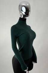 Blusa Cuello Tortuga Tela Punto Verde