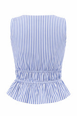 Blusa a Rayas con Lazo Azul