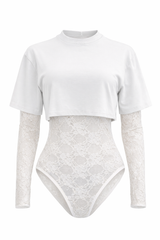 Pantiblusa Tshirt Encaje Blanco