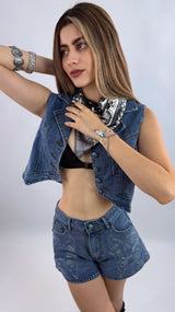 Chaleco Botones Turquoise Denim