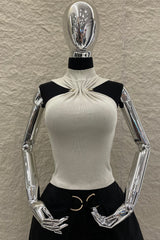 Blusa App Dorada Halter Beige