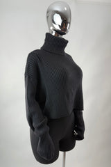 Sweater Oversize Cuello Tortuga Negro