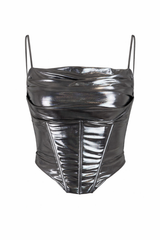 Top Corset Metalico Plata