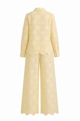Set de Pantalon y Camisa Floreado Beige
