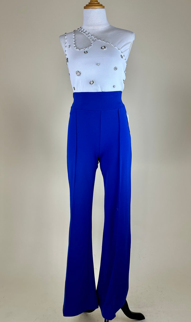 Pantalon Sastre Con Cierre Azul