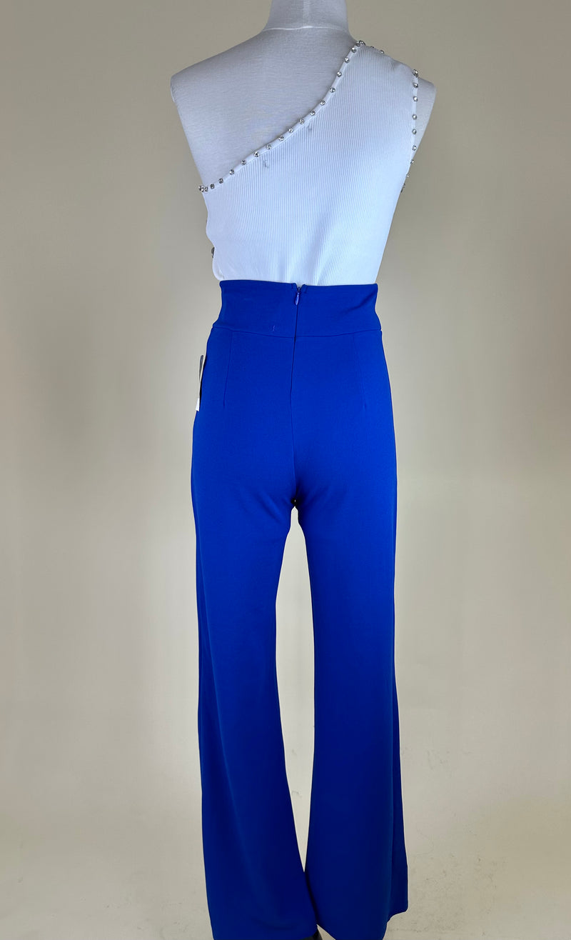 Pantalon Sastre Con Cierre Azul