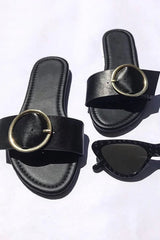 Sandalia Negra Con Hebilla