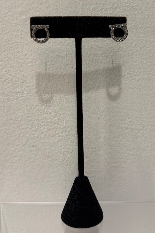 Ear Dupe Ferragamo Rhinestone Silver