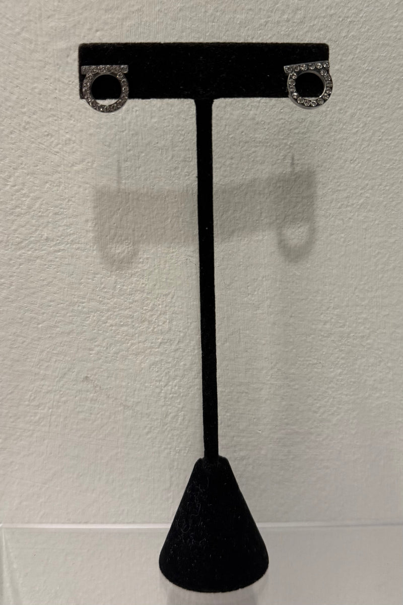 Ear Dupe Ferragamo Rhinestone Silver