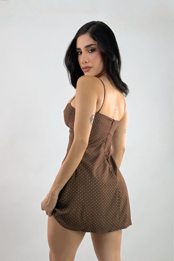 Vestido Polka Suelto Cafe