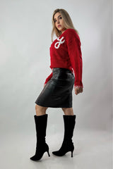 Falda Midi Vinipiel Negra