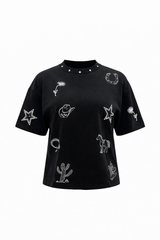 Tshirt Oversize Cow Boy Negra