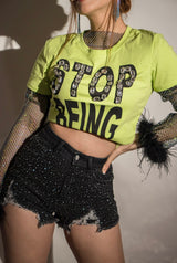 Tshirt Corta "stop being" Lima