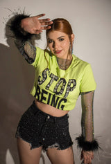 Tshirt Corta "stop being" Lima