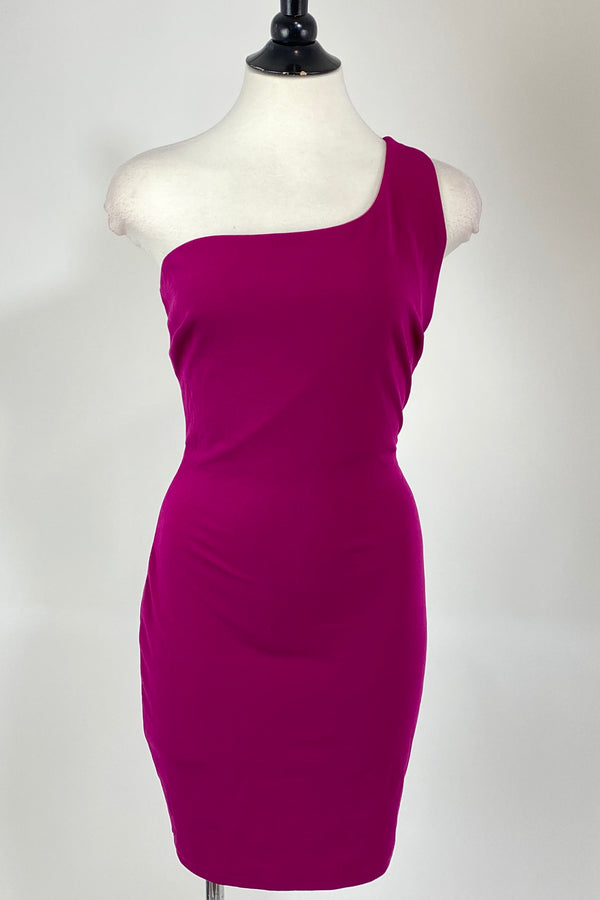 Vestido Asimétrico Tirantes Espalda Magenta