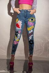 Pantalon Skiny Denim Con Parches