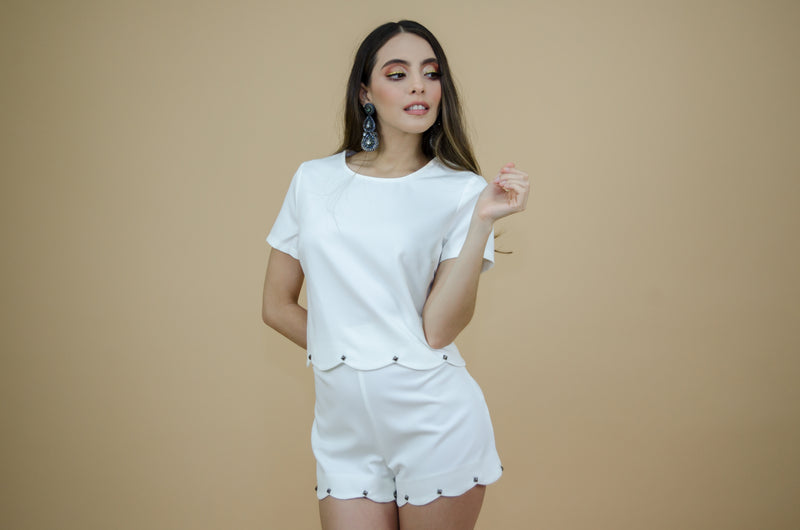 Blusa Blanca Con Estoperoles