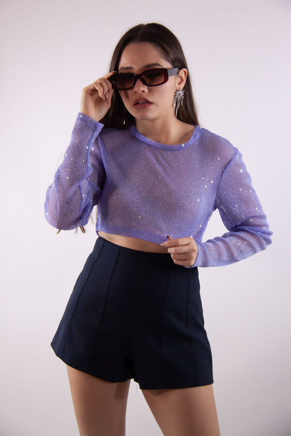 Crop Top Lila Transparente