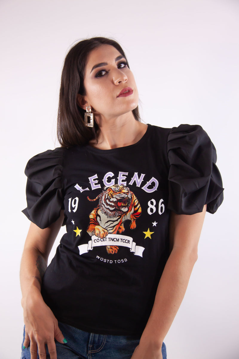 Blusa Estampada con Manga Abullonada