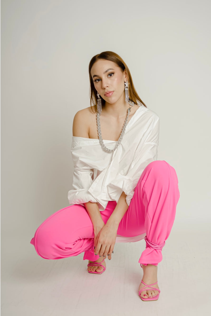 Pantalon Sastre Con Cierre Rosa