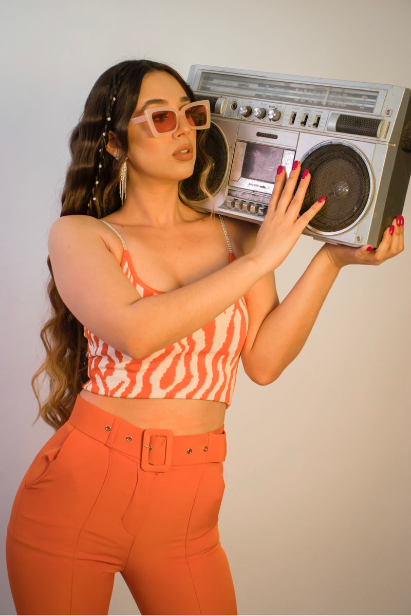 CropTop Naranja Print Cebra