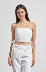 Croptop Strapple Con Cordon Lateral Blanco