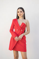 Vestido Rojo Tipo Blazer