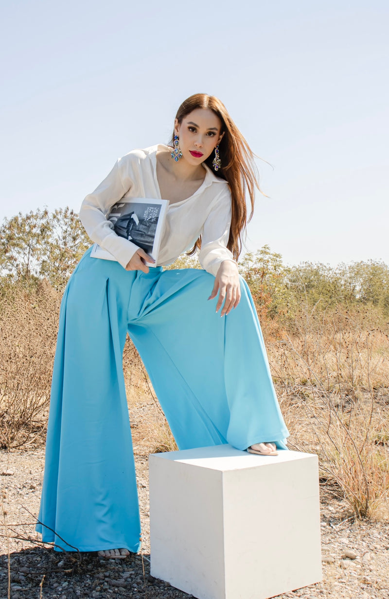 Pantalon Sastre Ancho Azul