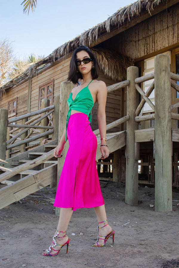 Falda Midi Satinada Fiusa