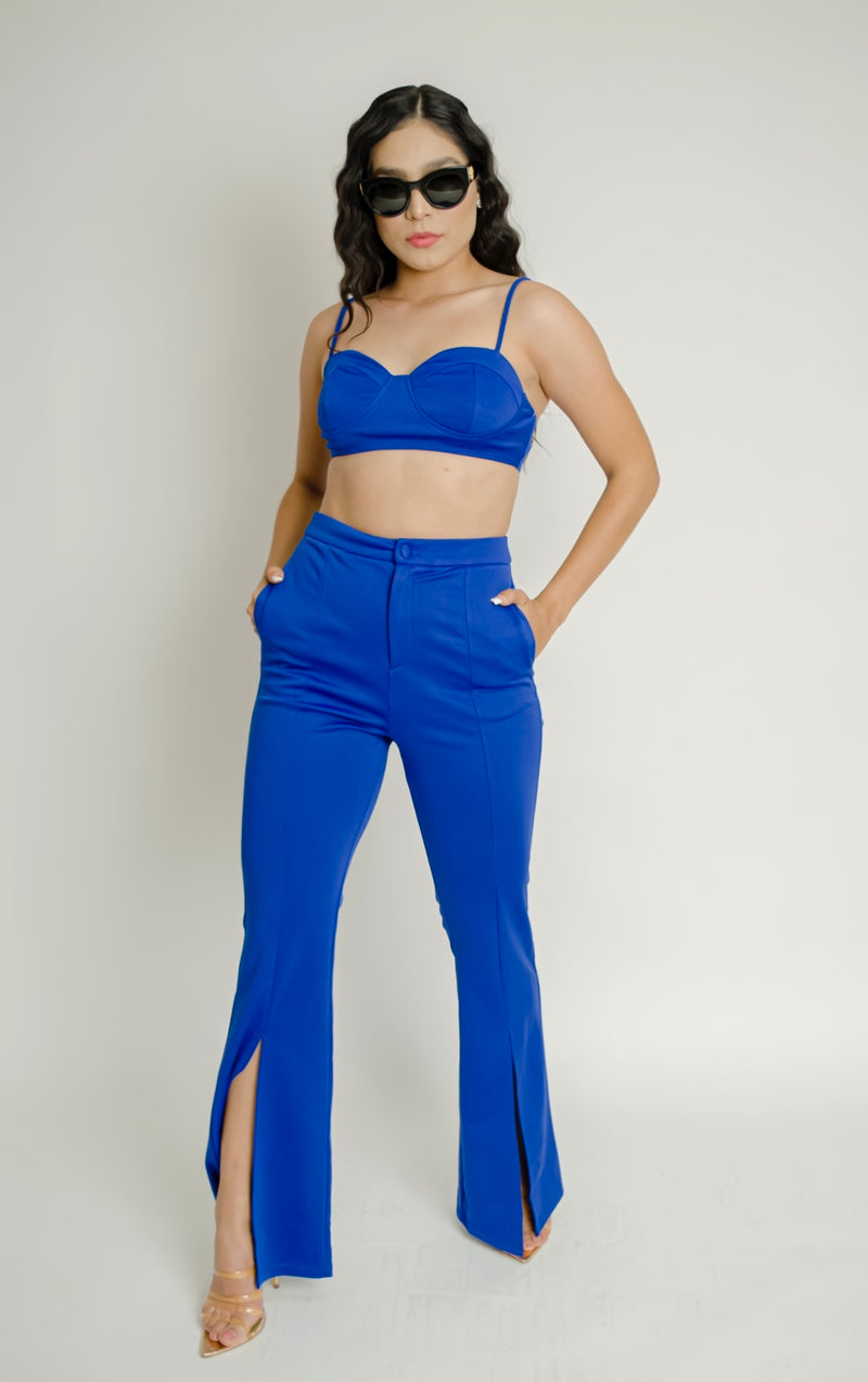 Set De Pantalon Con Top Azul