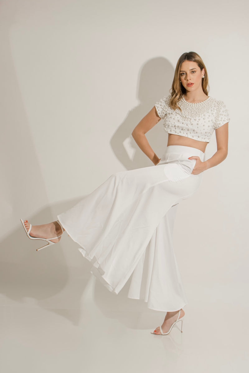 Croptop Corta de Perlas Blanco