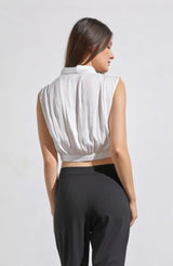 Croptop Satinado Cruzado Blanco