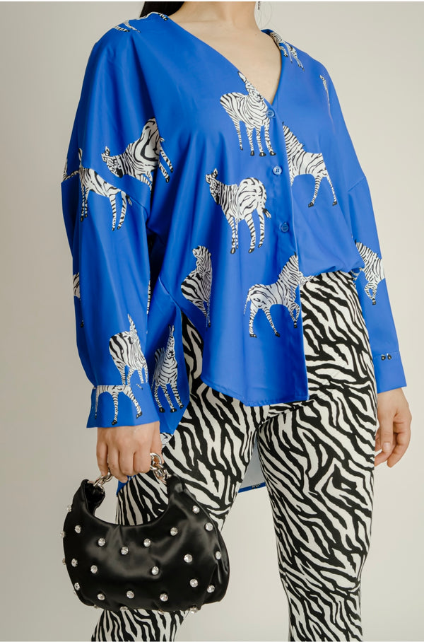 Camisa de Zebra Azul